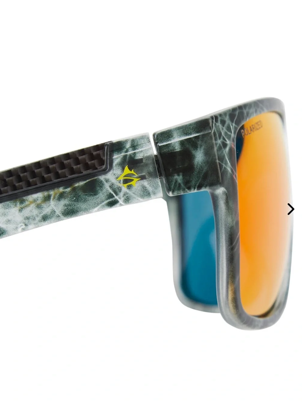 Men's Polarized Sunglasses — Gray Marble Frame with Pink-Orange Mirror Lenses